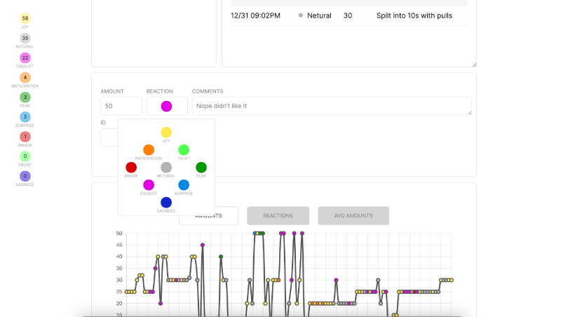 Entering burpee amount and emotion afterwards