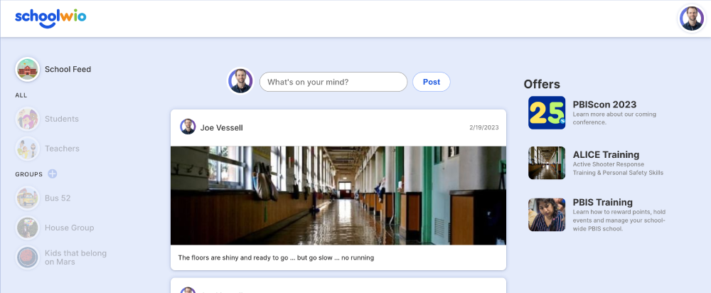 schoolwio social feed
