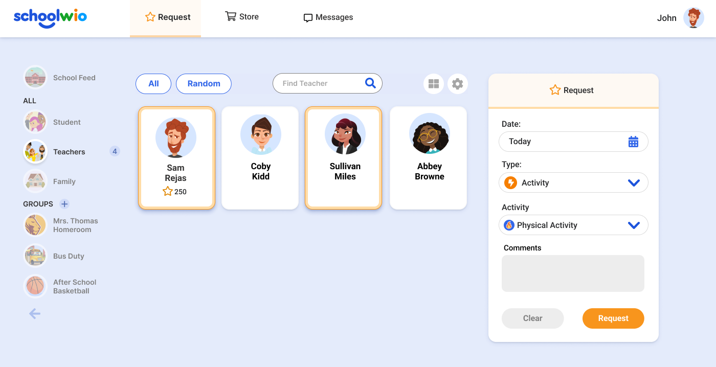 rewarding a teacher in the application